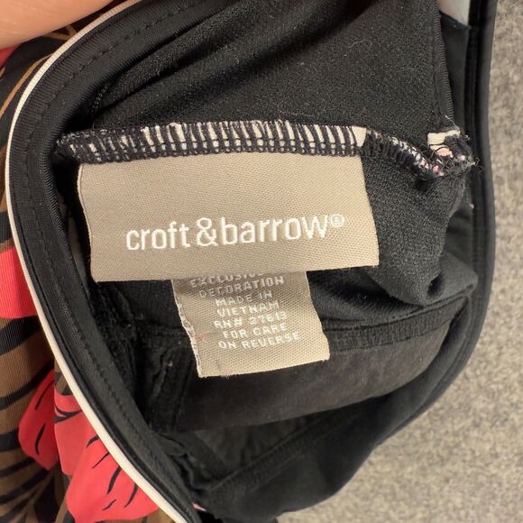 Croft & Barrow Tankini Top Women 10 Black Floral V-Neck Sleeveless Push Up Lined - Picture 3 of 5